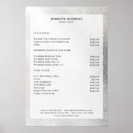 Póster Lista de precios de venta de Purpurina plateado mo