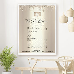 Póster Lista de Precios del Menú de Glitter Drip del Chef