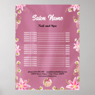 Póster Lista de precios del salón de uñas Chic Beauty