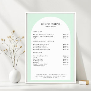 Póster Lista de precios del Salon Verde del Arco Mínimo M