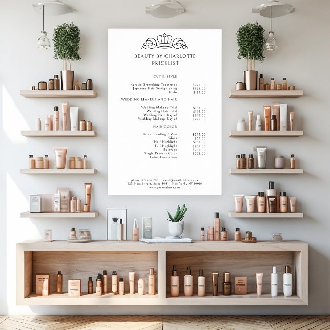 Póster Lista de precios elegante, real, blanca (Subido por el creador)