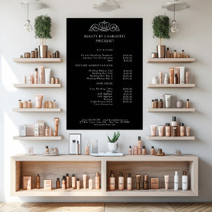 Póster Lista de precios elegante, real y negra