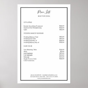 Póster Lista de precios en blanco Simpel