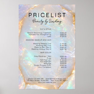Póster Lista de Precios Salón de Mármol Holográfico de Óp