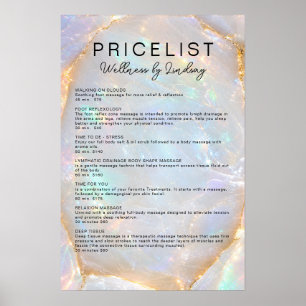 Póster Lista de Precios Salón de Mármol Holográfico de Óp