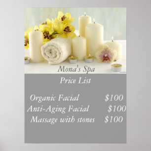 Póster Lista de precios Spa