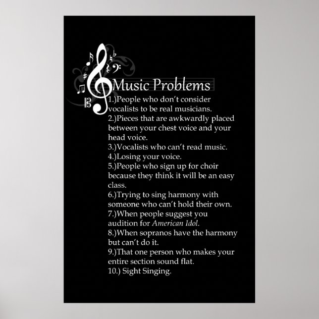 Póster Lista de problemas vocalistas (Frente)