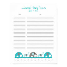 Lista de regalos de Baby Shower de Elefantes Turqu