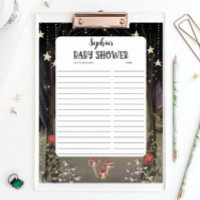 Lista de regalos de Baby Shower de Woodland encant