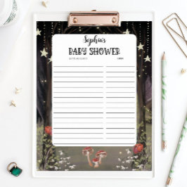 Póster Lista de regalos de Baby Shower de Woodland encant