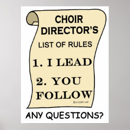 Póster Lista de reglas del coro director