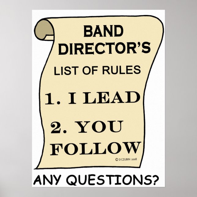 Póster Lista de reglas del director de banda (Frente)