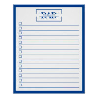 Lista de tareas de Papá Monograma Azul Moderno 20"