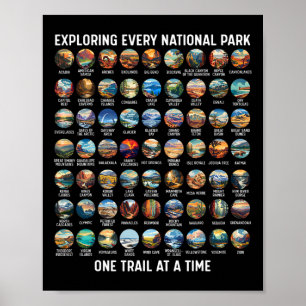 Póster Lista de todos los parques nacionales de EE. UU.