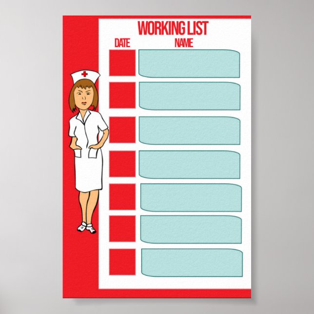 Póster Lista de trabajo médico (Frente)