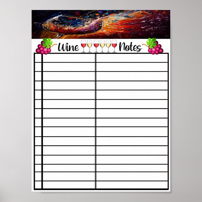 Póster Lista de vinos organizada (Frente)