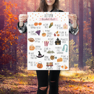 Póster Lista del cubo de otoño de Halloween Elementos d