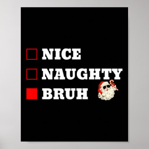 Póster Lista divertida de Navidad agradable y traviesa Br