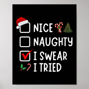 Póster Lista Divertida de Navidad Linda Traviesa Juro que