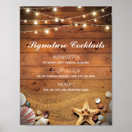 Póster Lista Rustic Starfish Beach Signature Coctail