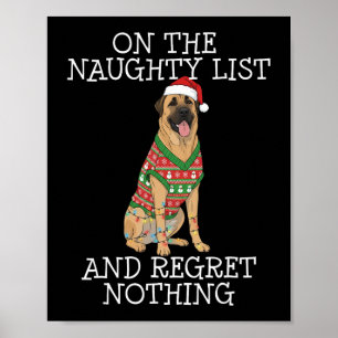 Póster Lista traviesa divertida de Navidad del perro past