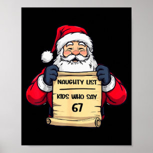 Póster Lista traviesa divertida de Santa de niños que dic