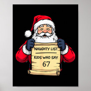 Póster Lista traviesa divertida de Santa de niños que dic