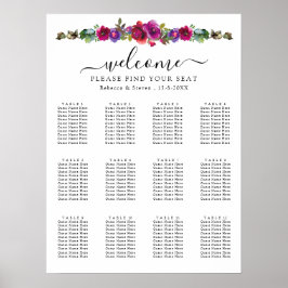 Póster Listas de asientos de boda de color púrpura moda