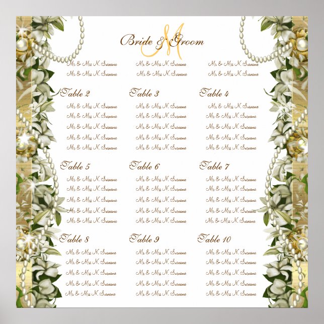 Póster Listas de bodas dorados (Frente)