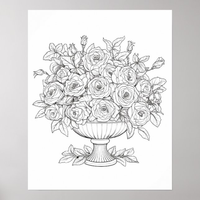 Póster Listo Para Colocar Rosas En Un Poster De Vase (Frente)
