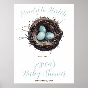 Póster Listo para incubar, nido de aves, bienvenida Baby