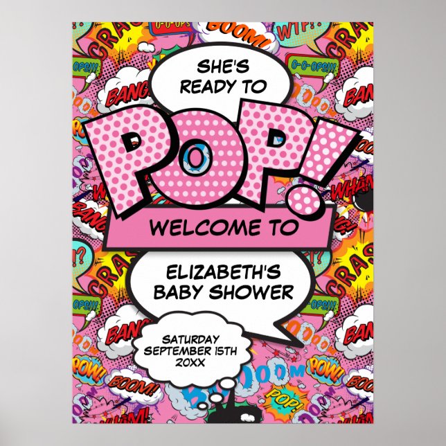 Póster Listo para mostrar el signo de bienvenida rosa de  (Frente)