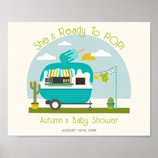 Póster Listo Para Pop Ice Truck Boy Baby Shower (Frente)