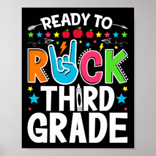 Póster Listo para rockear tercer grado divertido primer d