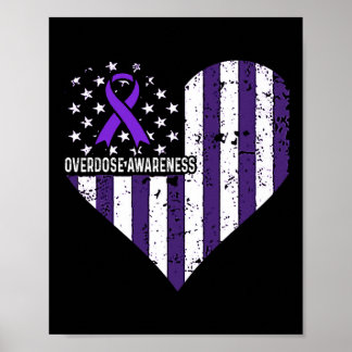 Póster Listón Morado Conciencia Sobredosis Adicción a las