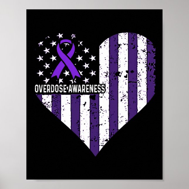 Póster Listón Morado Conciencia Sobredosis Adicción a las (Frente)