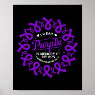 Póster Listón morado en memoria de mi hijo Conciencia de 