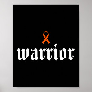 Póster listón naranja guerrero de conciencia del cáncer d