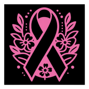 Póster Listón Rosa de Conciencia sobre el Cáncer de Mama