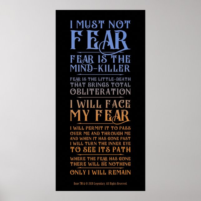 Póster Litany Against Fear Dune 2021 (Frente)