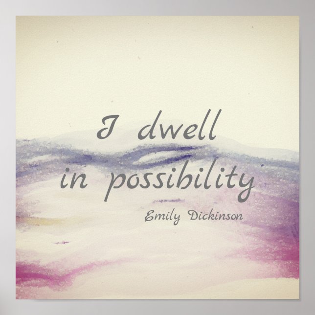 Póster Literatura inspiradora Dickinson cita acuarela (Frente)