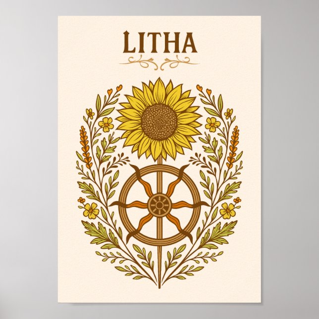Póster Litha Sunflower Wheel Summer Solstice Celestial  (Frente)