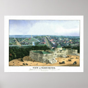 Póster Litografía de color de 1852 - Vista de Washington