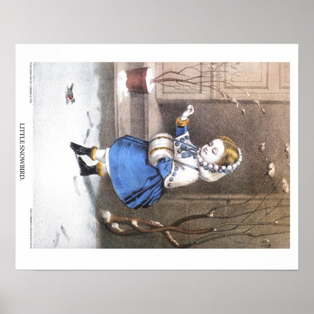 Póster Litografía de Currier e Ives: Pequeño Ave de Nieve (Frente)