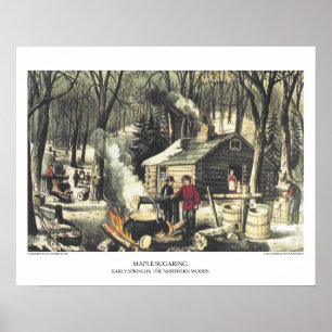 Póster Litografía de Currier & Ives: Azúcar de arce