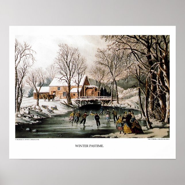 Póster Litografía de Currier & Ives: Pasaje de Invierno (Frente)