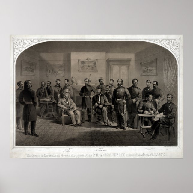 Póster Litografía de la rendición del general Lee (Frente)