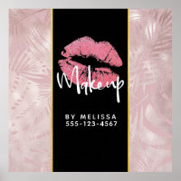 Litros Purpurinas rosados y hojas tropicales de or