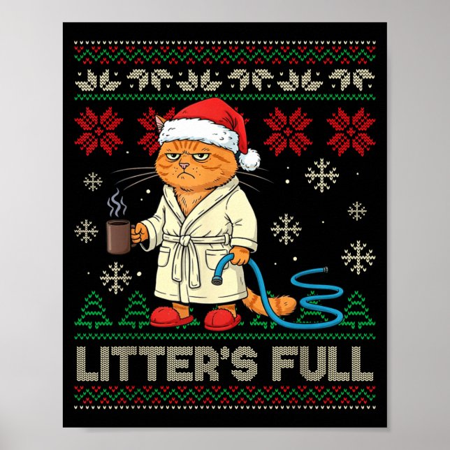 Póster Litter’s Full Funny Cat Lovers Ugly Christmas Swea (Frente)