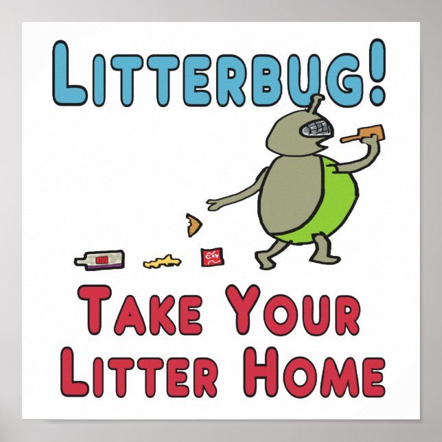 Póster Litterbug lleva tu litera a casa (Frente)